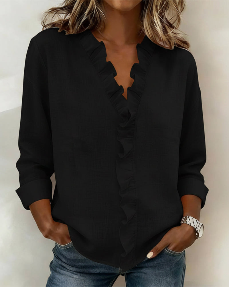 Blusa fruncida con escote en v