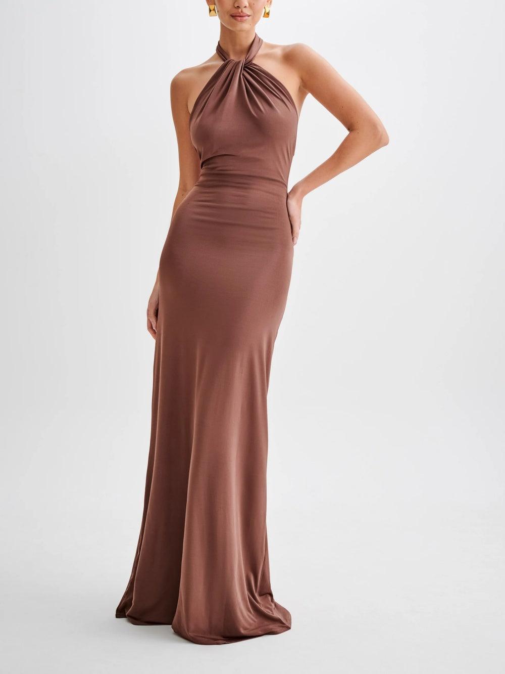 Vestido largo de cuello Halter