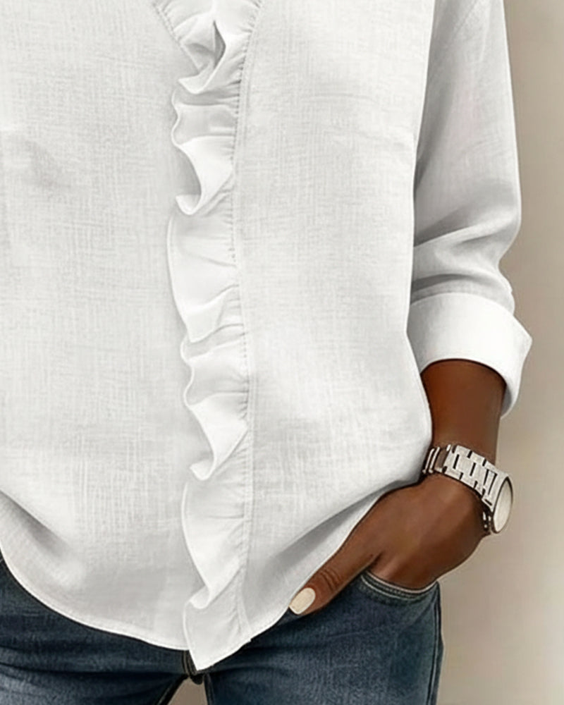 Blusa fruncida con escote en v