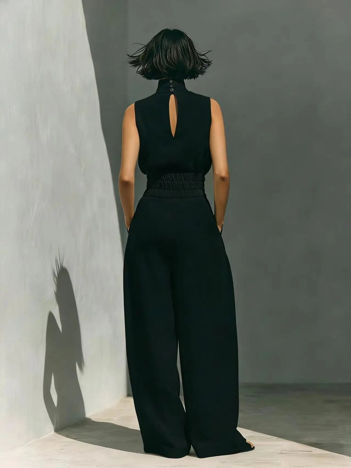 Elena – conjunto minimalista de top sin mangas y pantalón ancho de algodón y lino