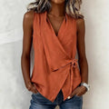 Blusa sin mangas con diseño cruzado y escote en v