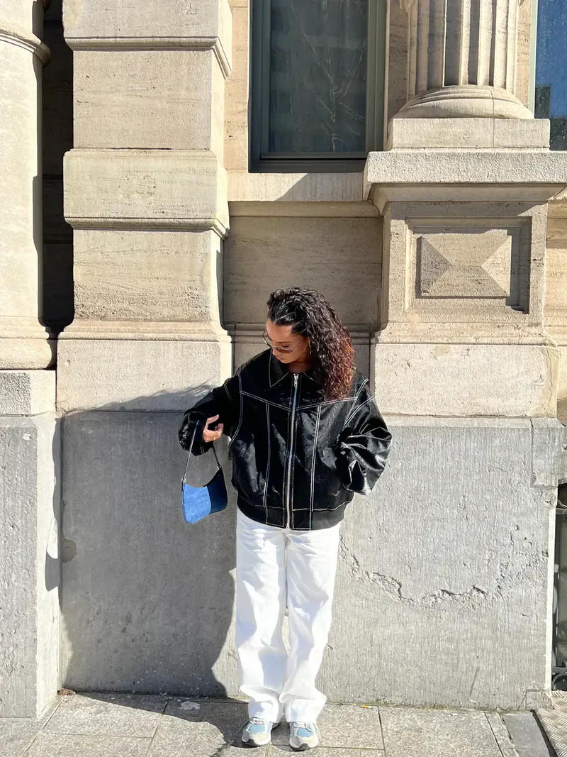 Chaqueta bomber oversize efecto piel en burdeos